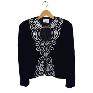 Vintage Farinae Collections Velvet Embroidered & Rhinestone Evening Jacket